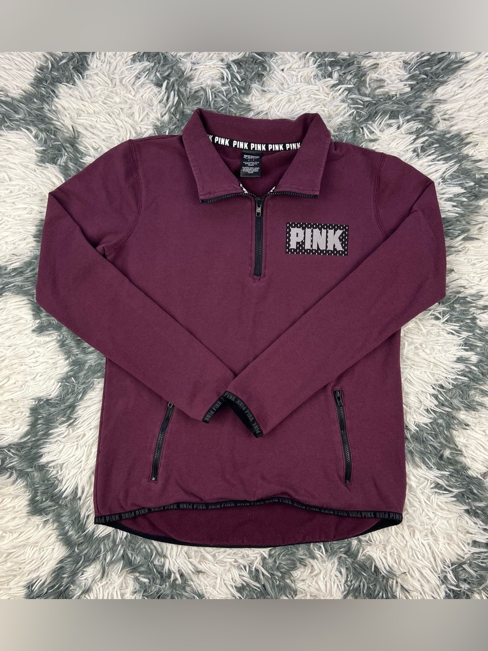 Victoria’s Secret Pink Burgundy 1/4 ZipPullover Long Sleeve Sweater small S